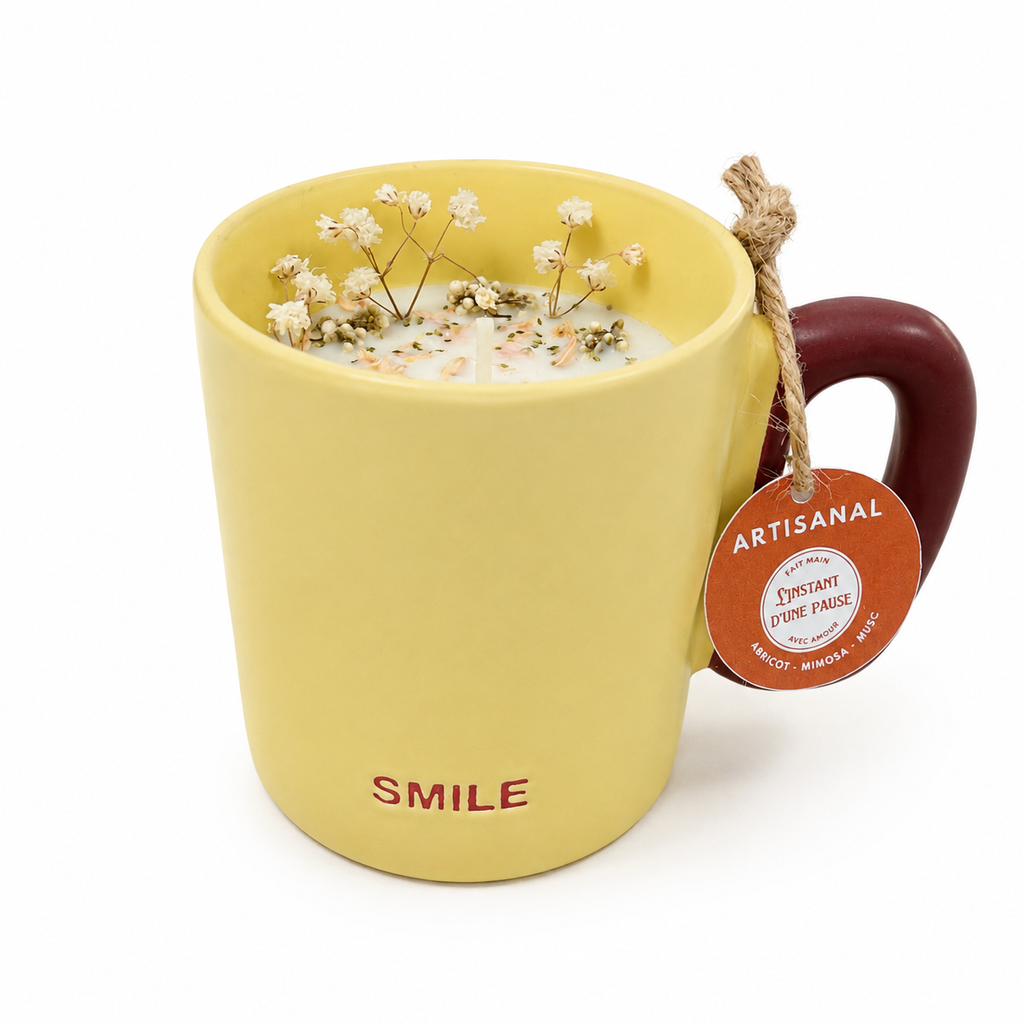 Bougie Abricot, Mimosa & Musc – Mug « Smile »