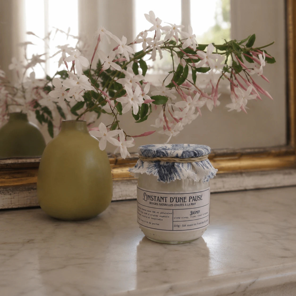 Bougie parfumée jasmin – naturelle, artisanale & vegan