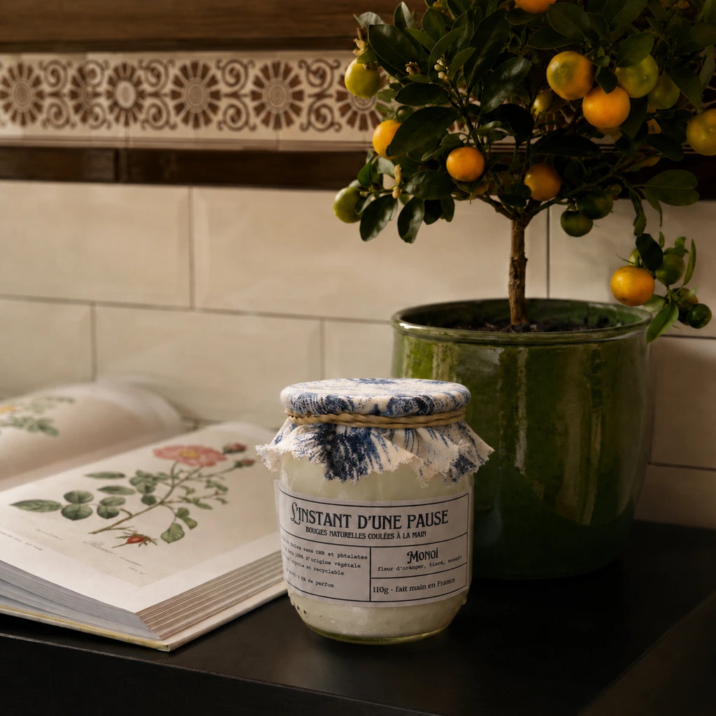 Bougie parfumée monoï – naturelle, artisanale & vegan