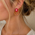Louise – Ohrringe rote und goldene Blume