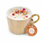 Bougie Ambre, Fleur d’Oranger & Vanille – Tasse rayée or