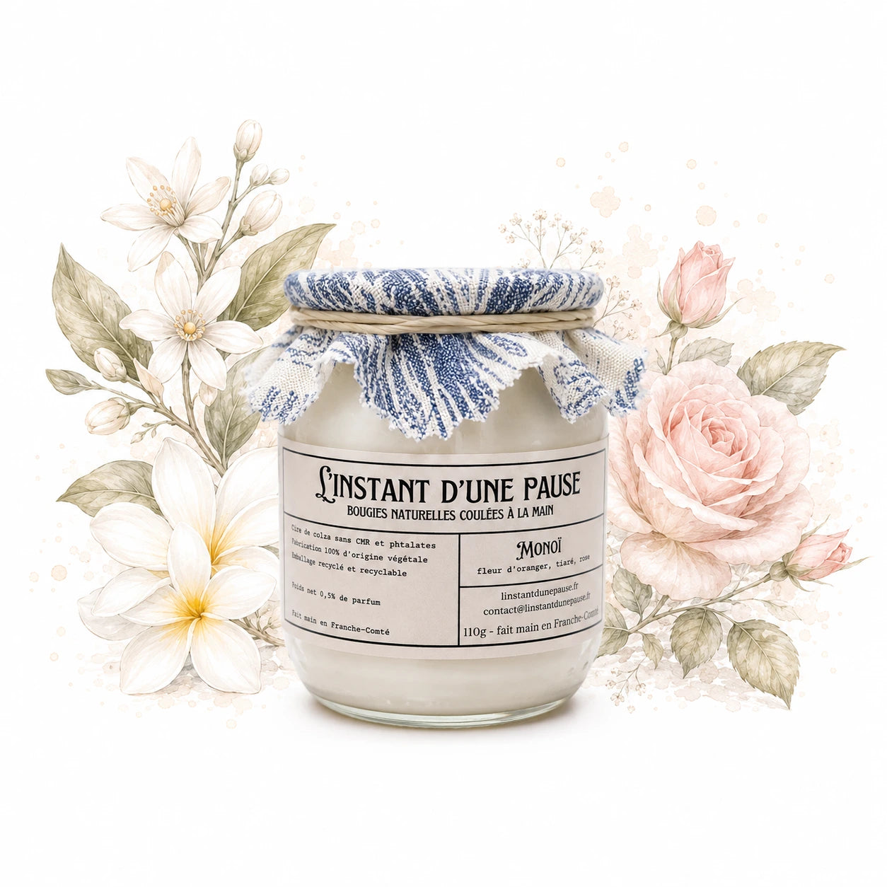 Bougie parfumée monoï – naturelle, artisanale & vegan