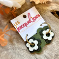 Joséphine – boucles d’oreilles fleuries kaki