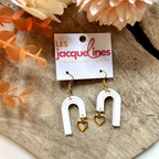 Alice – boucles d’oreilles arche blanche et cœur doré - L'INSTANT D'UNE PAUSE