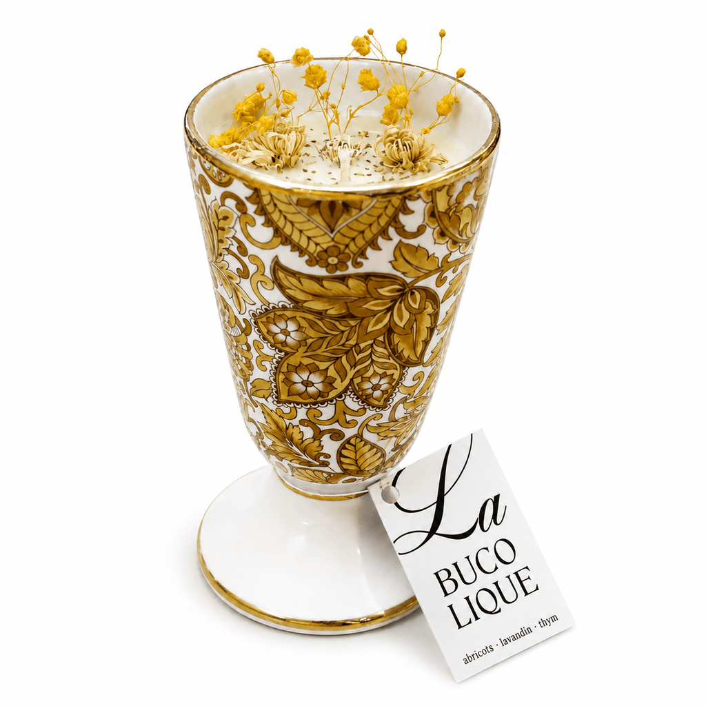 Bougie Abricot, Lavandin & Thym – Mazagran vintage - L'INSTANT D'UNE PAUSE