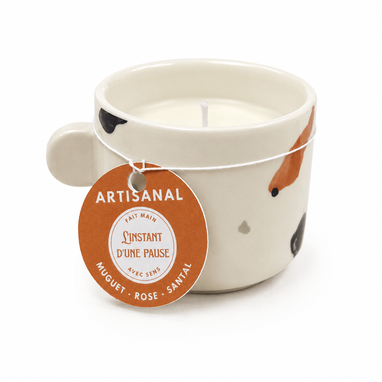 Bougie Muguet, Rose & Santal – Tasse graphique - L'INSTANT D'UNE PAUSE