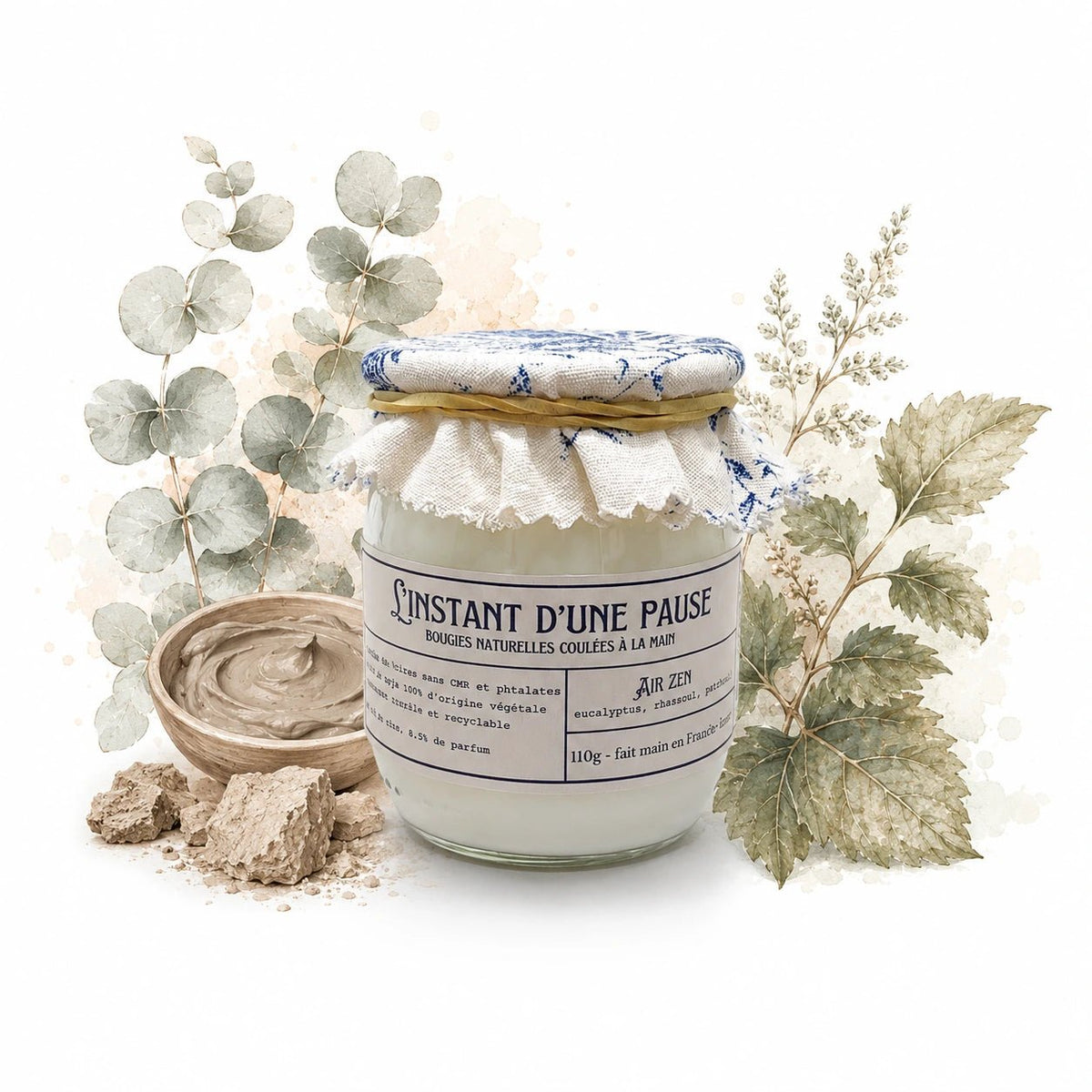 Bougie parfumée air zen – naturelle, artisanale & vegan - L'INSTANT D'UNE PAUSE