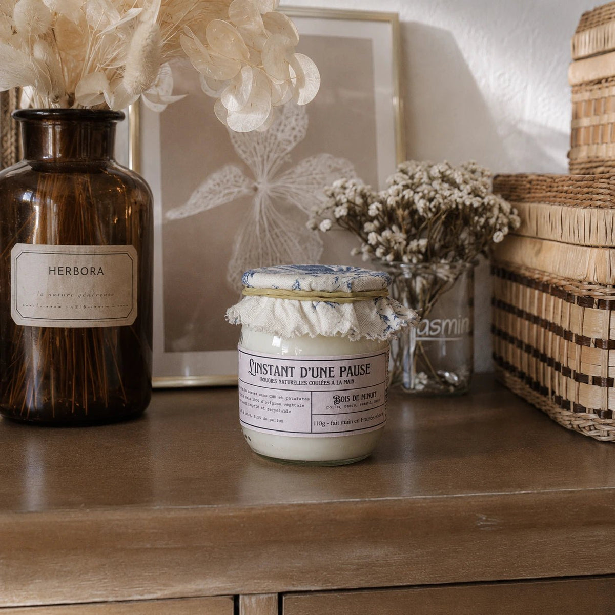 Bougie parfumée bois de minuit – naturelle, artisanale & vegan - L'INSTANT D'UNE PAUSE