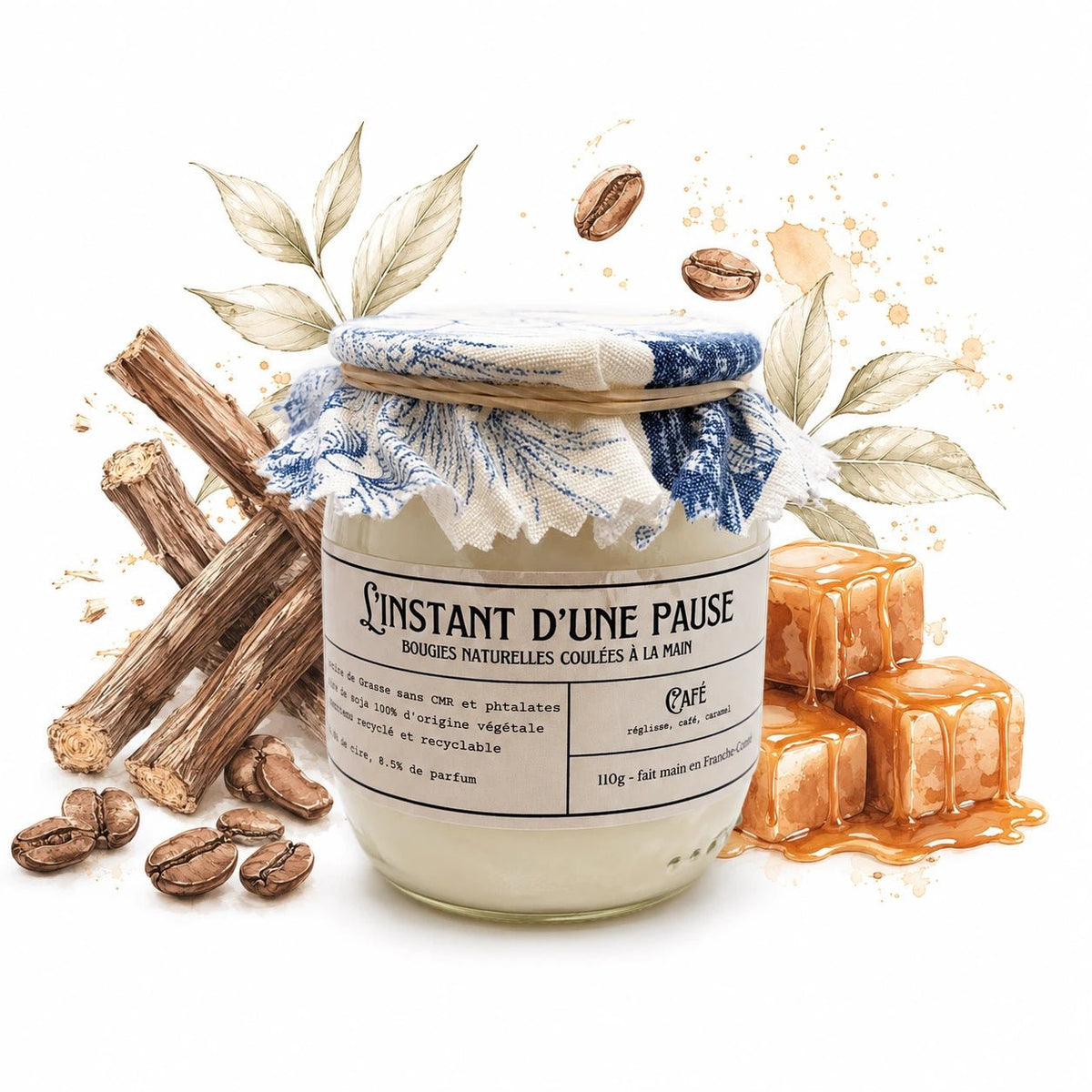 Bougie parfumée café – naturelle, artisanale & vegan - L'INSTANT D'UNE PAUSE