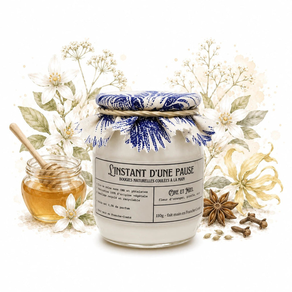Bougie parfumée cire & miel – naturelle, artisanale & vegan - L'INSTANT D'UNE PAUSE