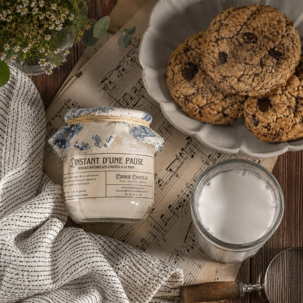 Bougie parfumée cookie chocolat – naturelle, artisanale & vegan - L'INSTANT D'UNE PAUSE