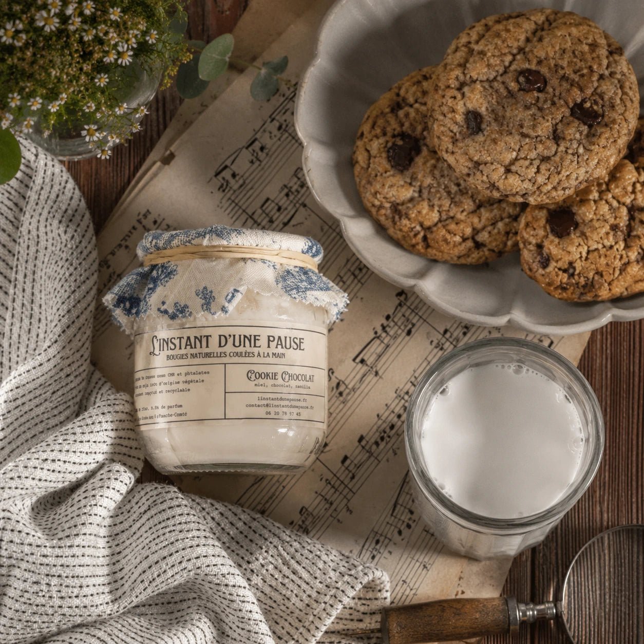 Bougie parfumée cookie chocolat – naturelle, artisanale & vegan - L'INSTANT D'UNE PAUSE