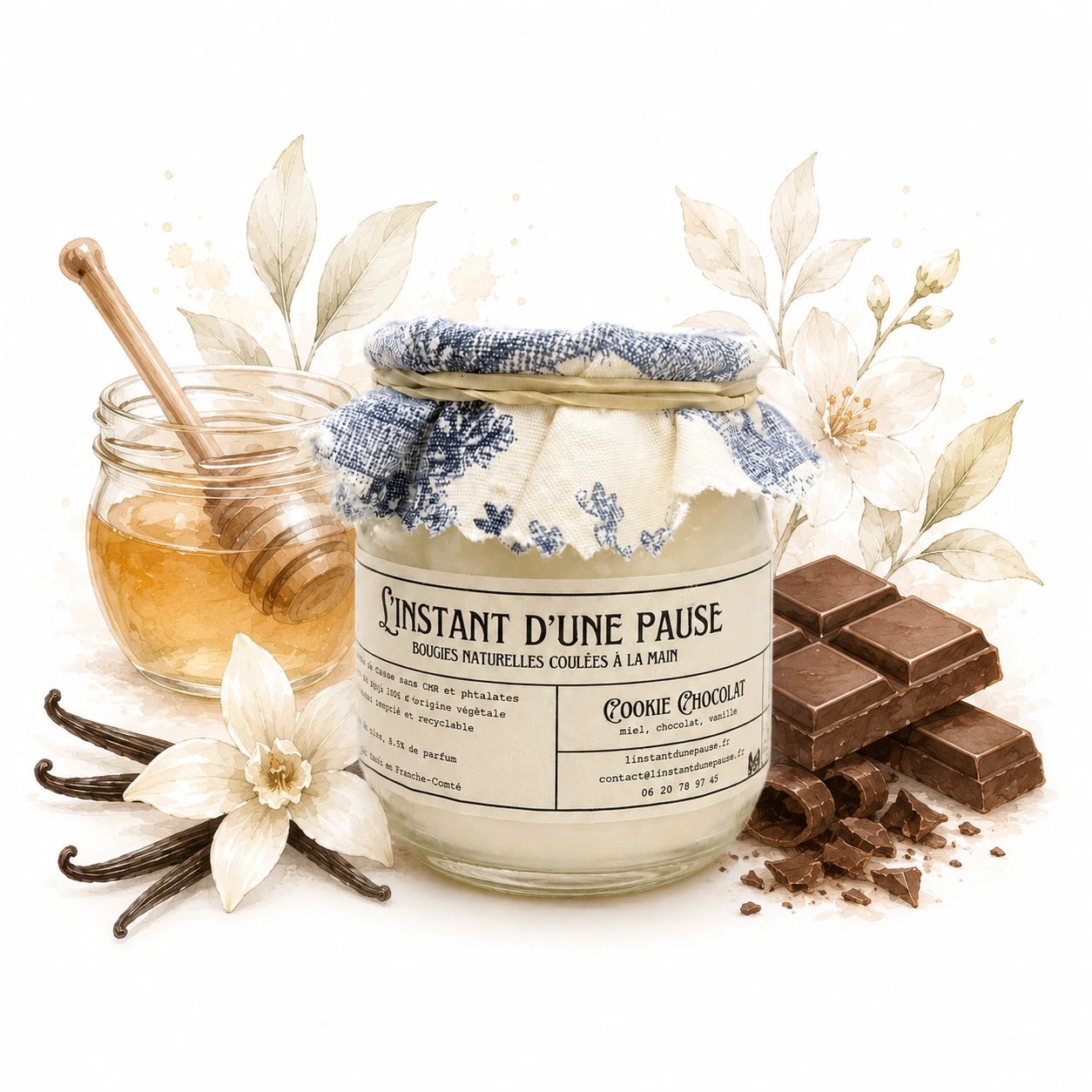 Bougie parfumée cookie chocolat – naturelle, artisanale & vegan - L'INSTANT D'UNE PAUSE