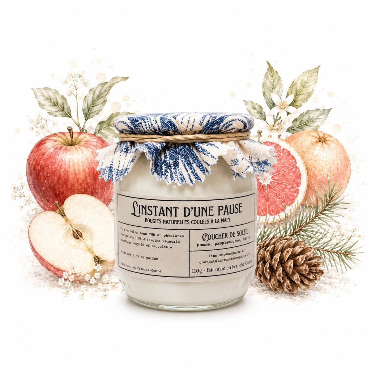 Bougie parfumée coucher de soleil – naturelle, artisanale & vegan - L'INSTANT D'UNE PAUSE