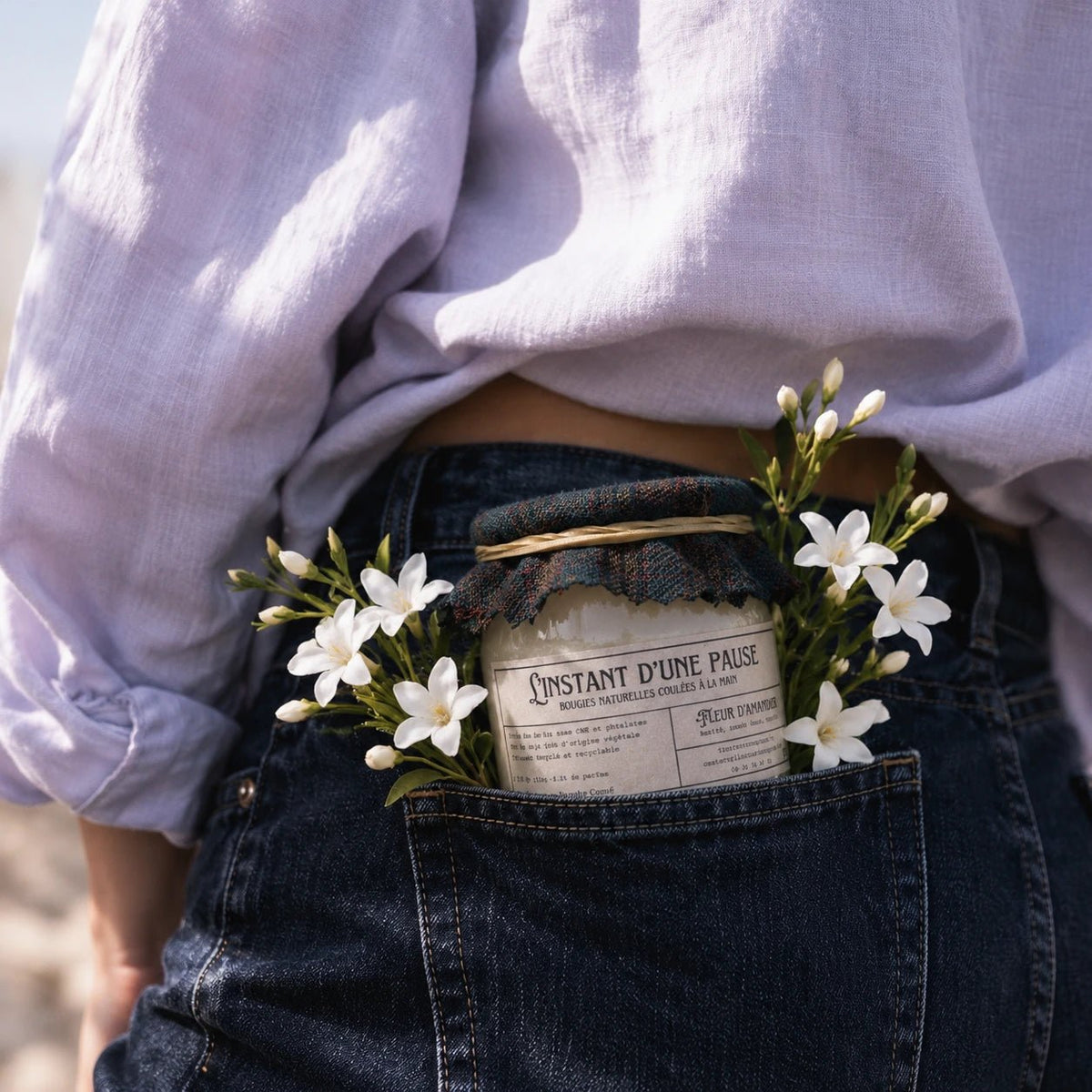 Bougie parfumée fleur d’amandier – naturelle, artisanale & vegan - L'INSTANT D'UNE PAUSE