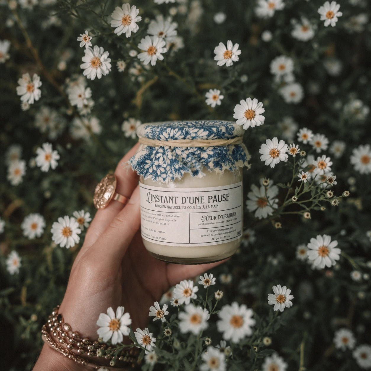 Bougie parfumée fleur d’oranger – naturelle, artisanale & vegan - L'INSTANT D'UNE PAUSE