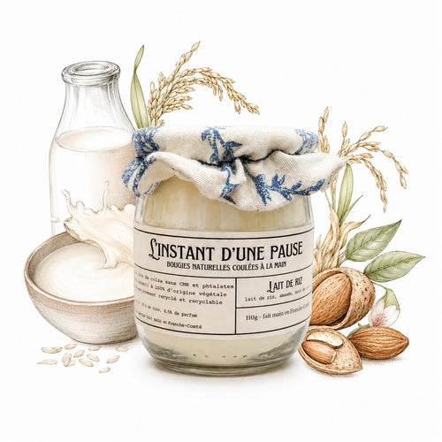 Bougie parfumée lait de riz – naturelle, artisanale & vegan - L'INSTANT D'UNE PAUSE