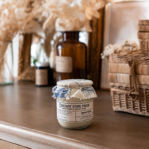 Bougie parfumée monoï pêche – naturelle, artisanale & vegan - L'INSTANT D'UNE PAUSE