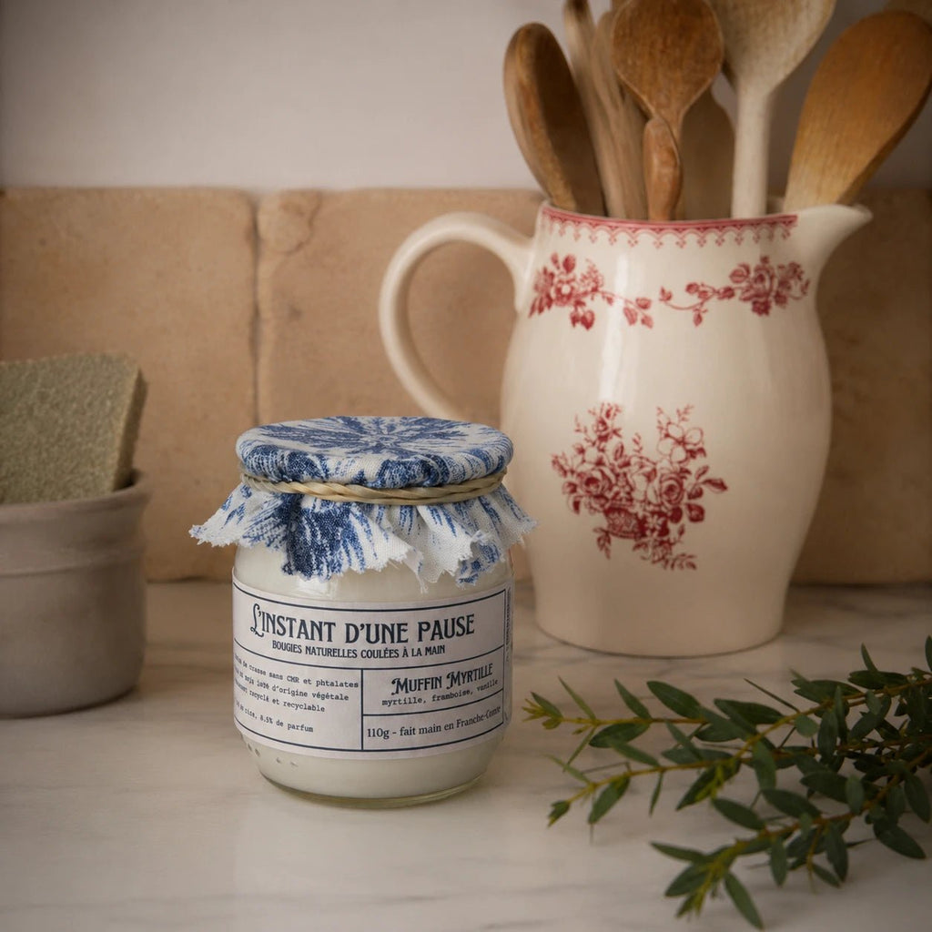 Bougie parfumée muffin myrtille – naturelle, artisanale & vegan - L'INSTANT D'UNE PAUSE