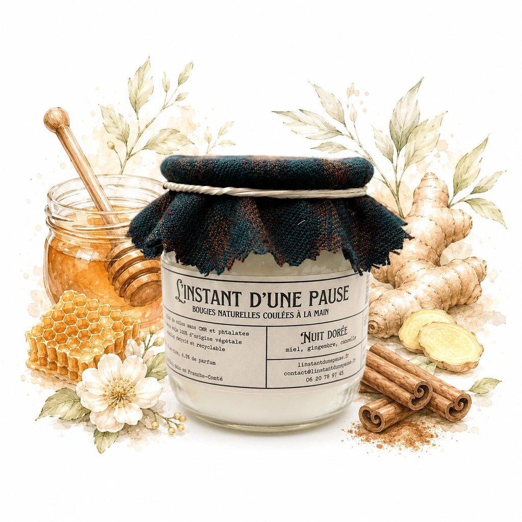 Bougie parfumée nuit dorée – naturelle, artisanale & vegan - L'INSTANT D'UNE PAUSE
