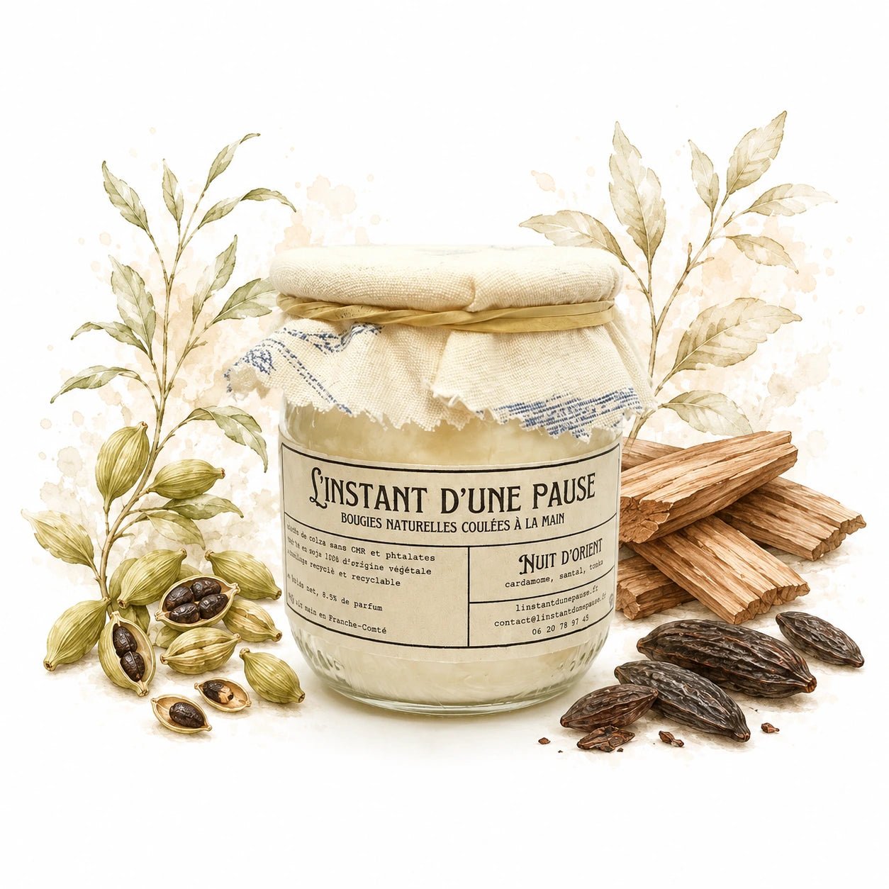 Bougie parfumée nuit d’orient – naturelle, artisanale & vegan - L'INSTANT D'UNE PAUSE