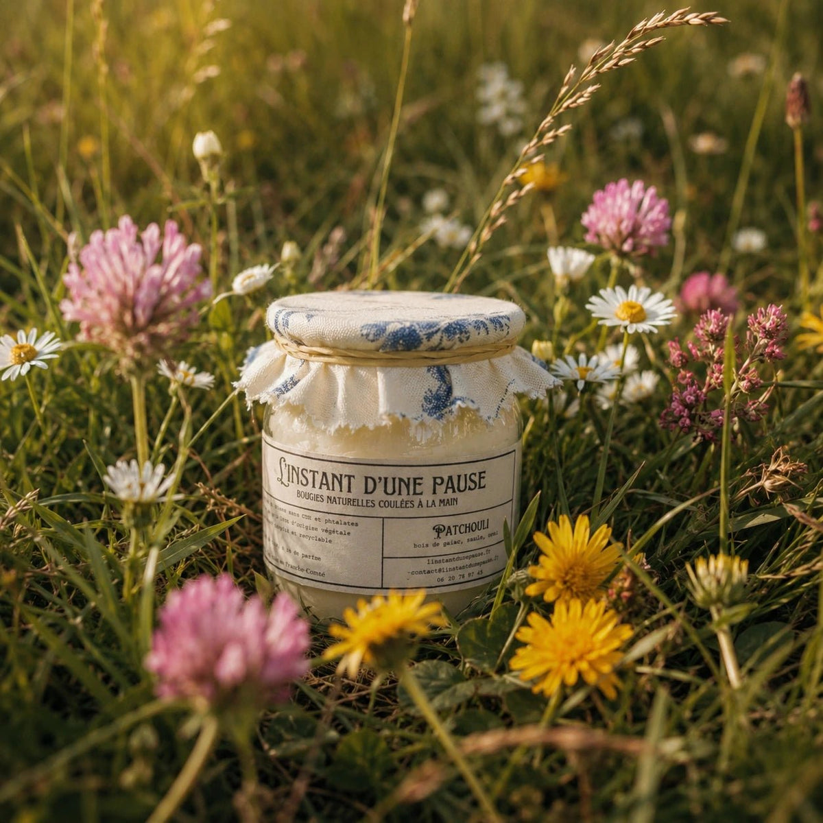 Bougie parfumée patchouli – naturelle, artisanale & vegan - L'INSTANT D'UNE PAUSE