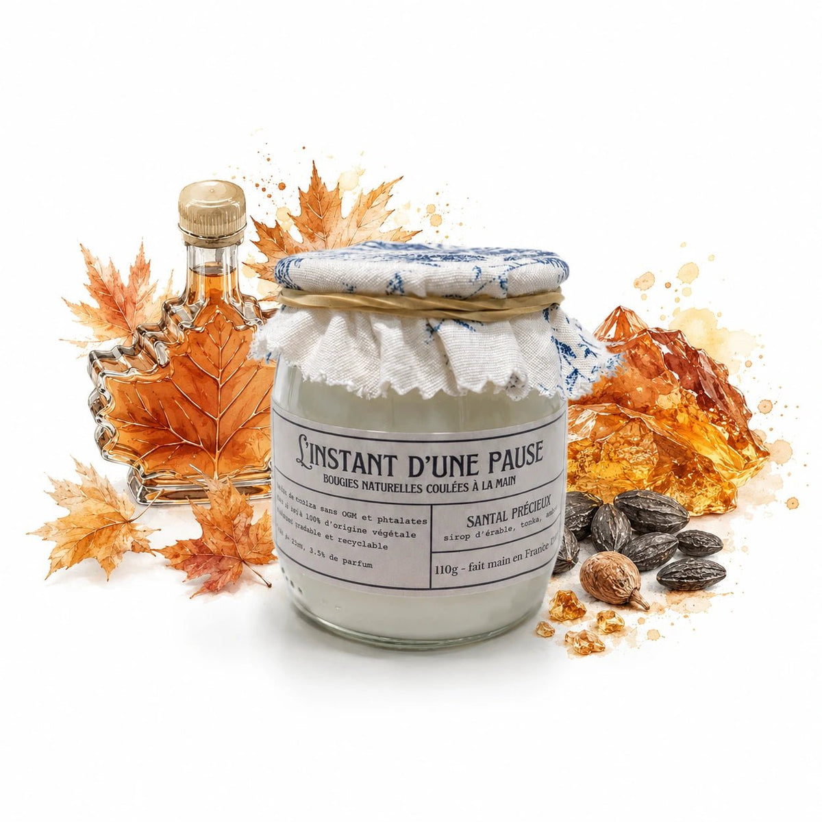 Bougie parfumée santal précieux – naturelle, artisanale & vegan - L'INSTANT D'UNE PAUSE