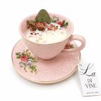 Bougie Pivoine, Lilas & Vanille – Tasse vintage fleurie - L'INSTANT D'UNE PAUSE