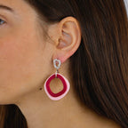 Camille – boucles d’oreilles rose pâle et bordeaux pailleté - L'INSTANT D'UNE PAUSE