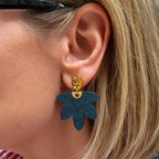 Céleste – boucles d’oreilles bleu pailleté galaxy - L'INSTANT D'UNE PAUSE