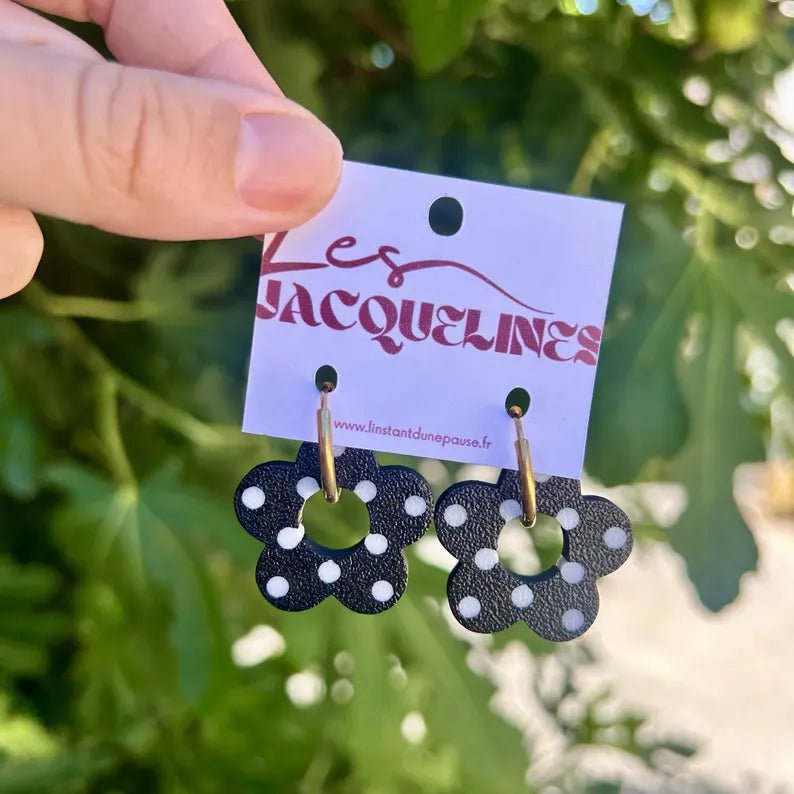 Colette – boucles d’oreilles noires à pois - L'INSTANT D'UNE PAUSE