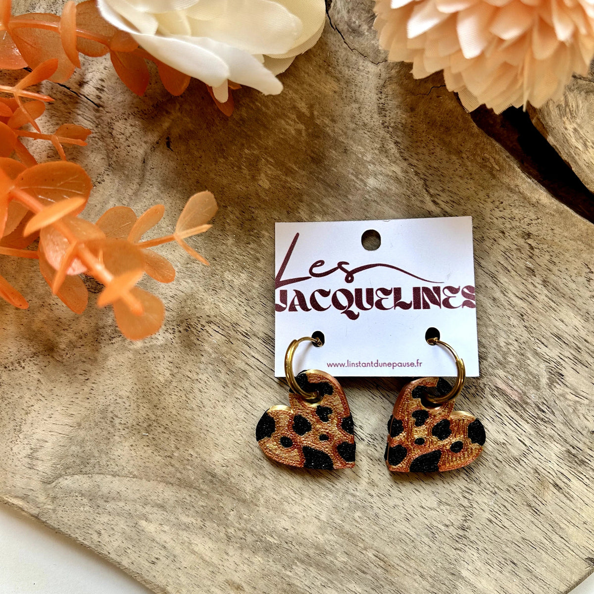 Garance – boucles d’oreilles cœur léopard - L'INSTANT D'UNE PAUSE