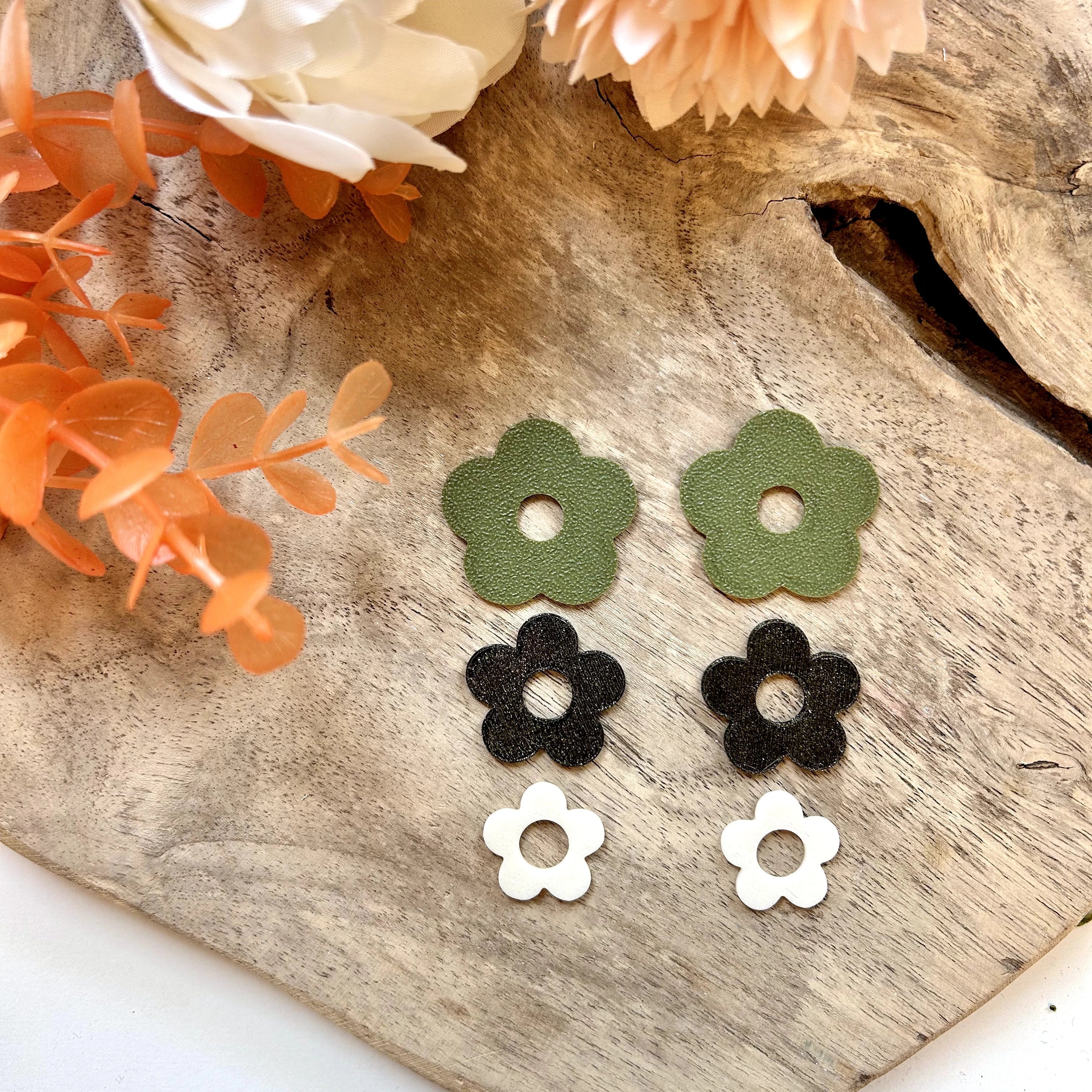 Joséphine – boucles d’oreilles fleuries kaki - L'INSTANT D'UNE PAUSE