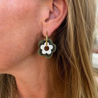 Joséphine – boucles d’oreilles fleuries kaki - L'INSTANT D'UNE PAUSE