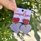 Léonie – boucles d’oreilles cœur marinière - L'INSTANT D'UNE PAUSE