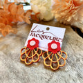 Louise – boucles d’oreilles fleur rouge et doré - L'INSTANT D'UNE PAUSE