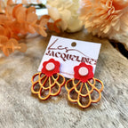 Louise – boucles d’oreilles fleur rouge et doré - L'INSTANT D'UNE PAUSE