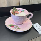 Bougie Pivoine, Lilas & Vanille – Tasse vintage fleurie