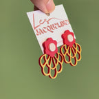Louise – Ohrringe rote und goldene Blume