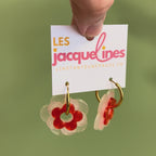 Rosalie – boucles d’oreilles fleurs rouge poudré