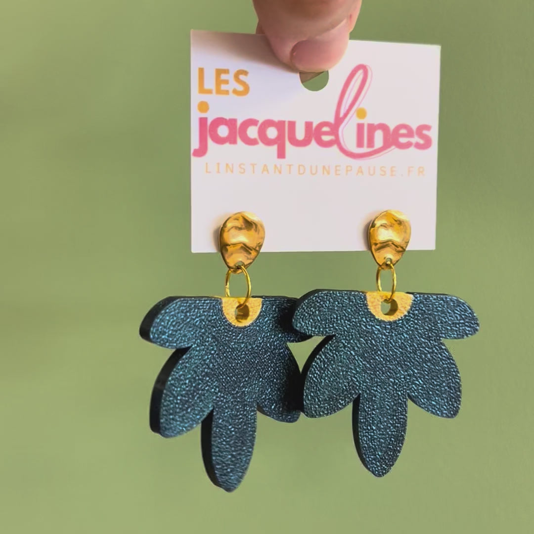 Céleste – boucles d’oreilles bleu pailleté galaxy