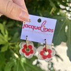 Rosalie – boucles d’oreilles fleurs rouge poudré - L'INSTANT D'UNE PAUSE