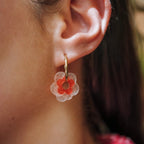 Rosalie – boucles d’oreilles fleurs rouge poudré - L'INSTANT D'UNE PAUSE