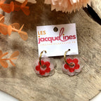 Rosalie – boucles d’oreilles fleurs rouge poudré - L'INSTANT D'UNE PAUSE