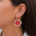 Rosalie – boucles d’oreilles fleurs rouge poudré - L'INSTANT D'UNE PAUSE
