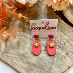Soline – boucles d’oreilles corail soleil doré - L'INSTANT D'UNE PAUSE