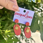 Soline – boucles d’oreilles corail soleil doré - L'INSTANT D'UNE PAUSE