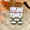 Suzanne – boucles d’oreilles rayées kaki et blanc - L'INSTANT D'UNE PAUSE