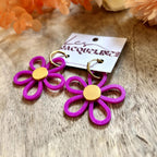 Zoé – boucles d’oreilles fleur fuchsia et doré - L'INSTANT D'UNE PAUSE
